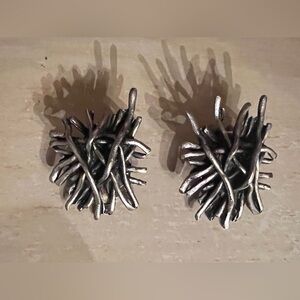 Vintage MCM Brutalist silver earrings